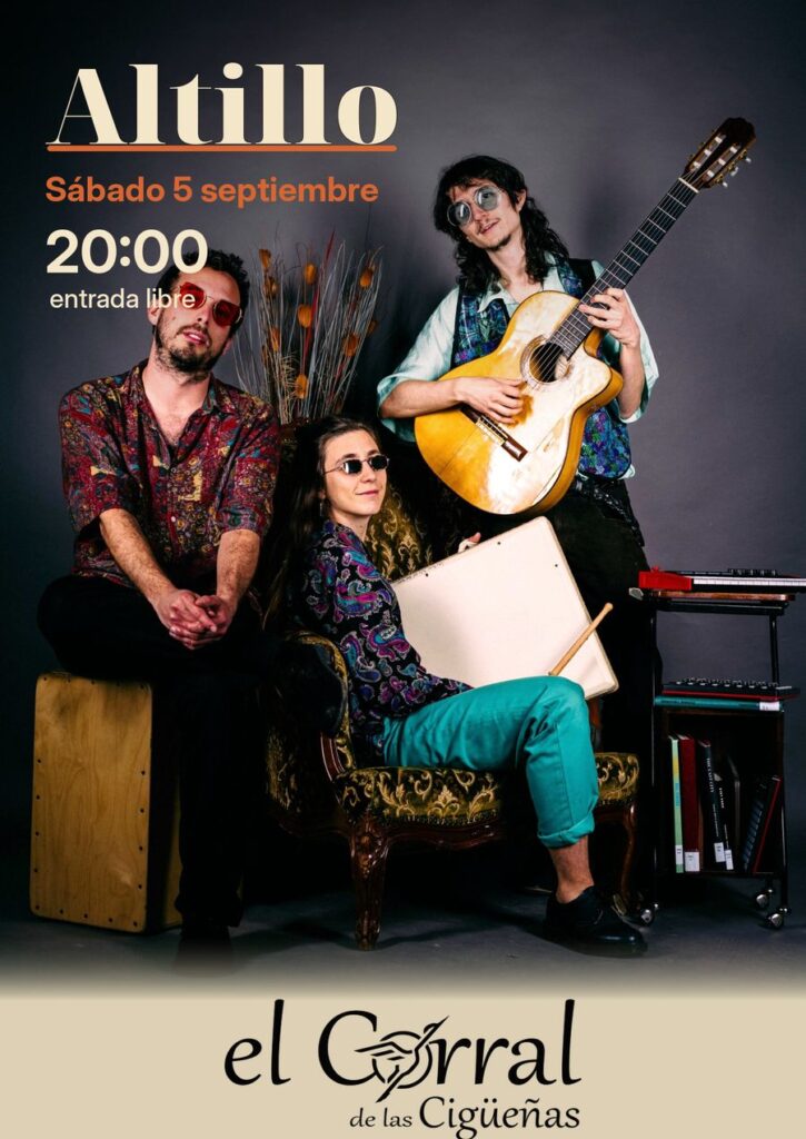 Cartel del concierto de Altillo en El Corral de las Cigüeñas, sábado 5 de septiembre a las 20:00, entrada libre
