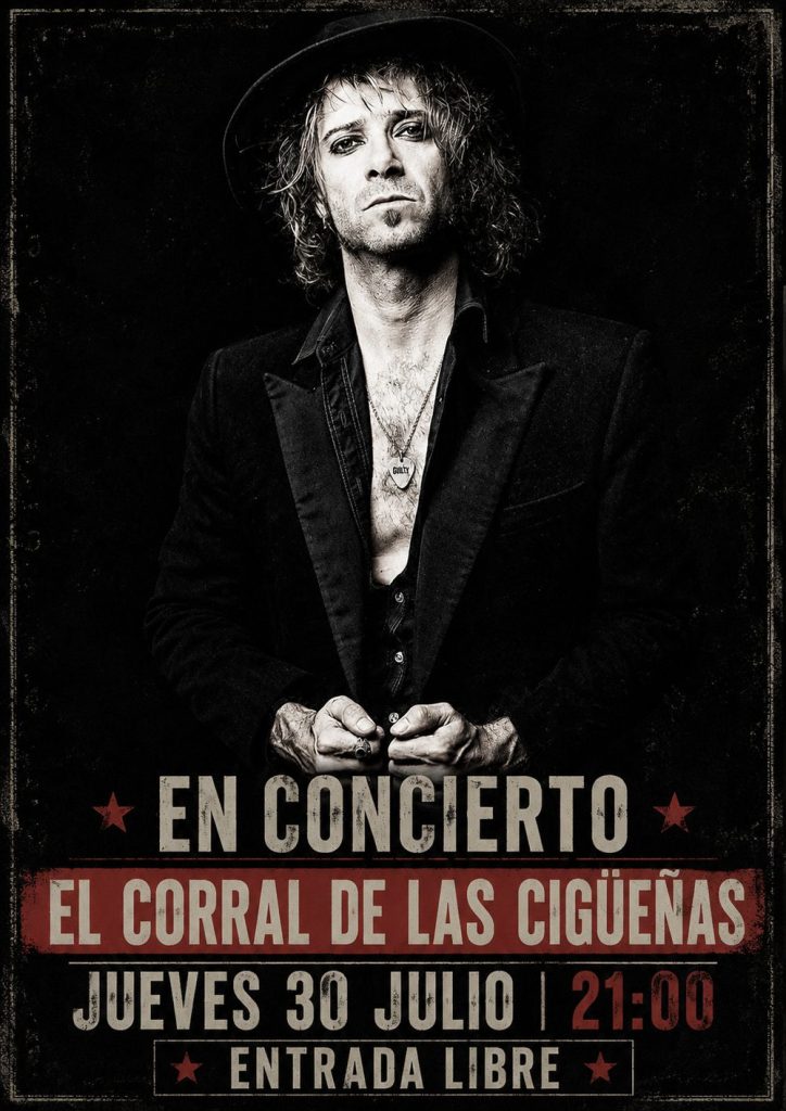 Cartel del concierto de Alvaro Suite en El Corral de las Ciguenas, jueves 30 de julio, 21:00, entrada libre