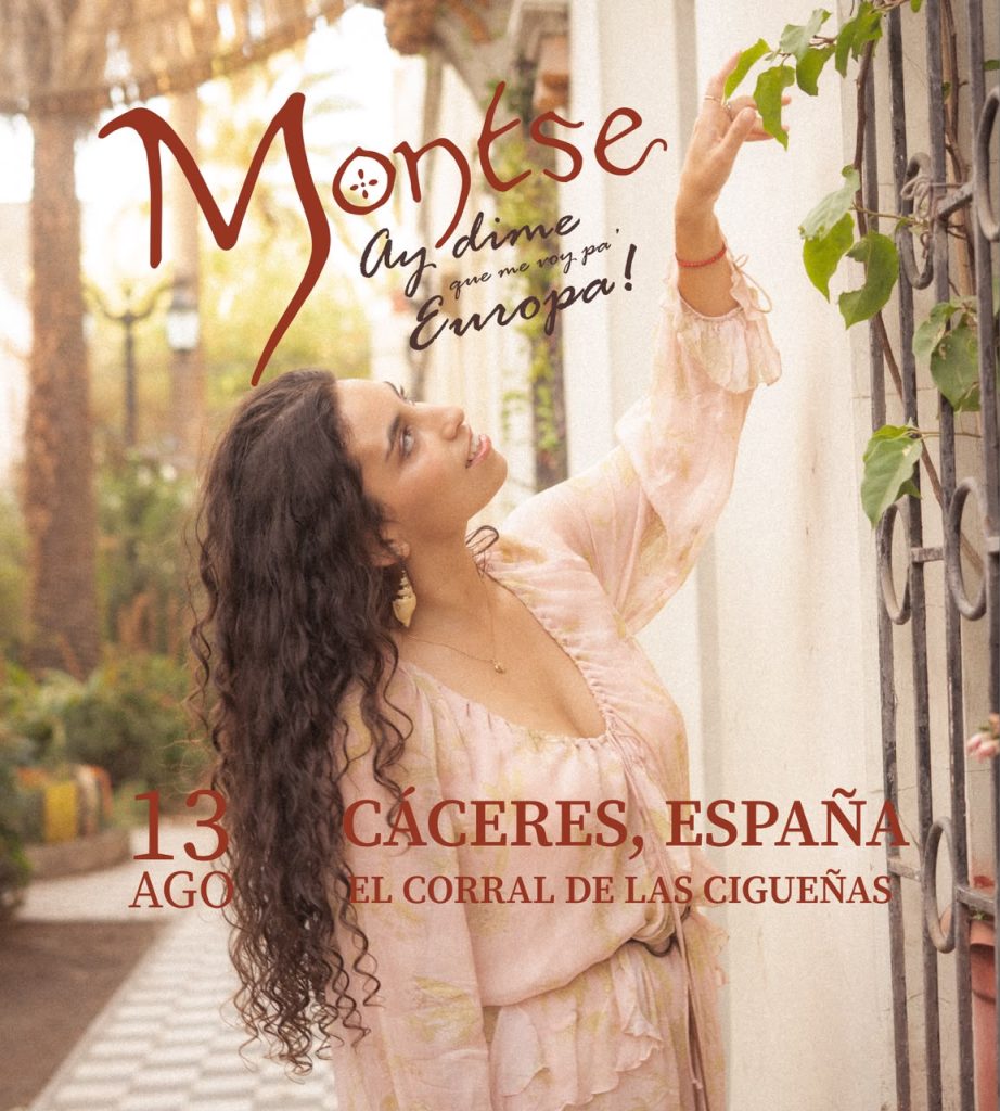 Cartel del concierto de Montse, Ay dime que me voy pa Europa, en El Corral de las Cigüeñas, jueves 13 de agosto a las 21:00, entrada libre