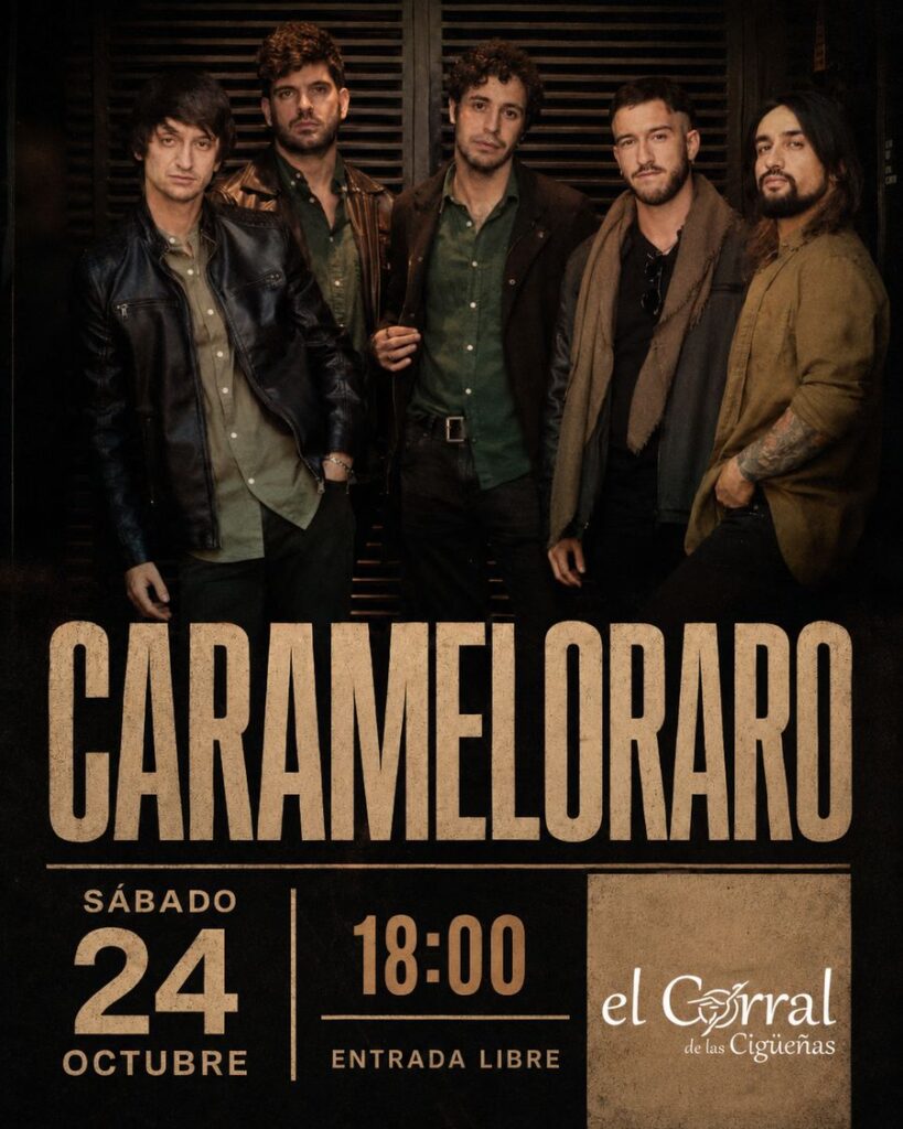 Cartel del concierto de CarameloRaro en El Corral de las Cigüeñas, sábado 24 de octubre a las 18:00