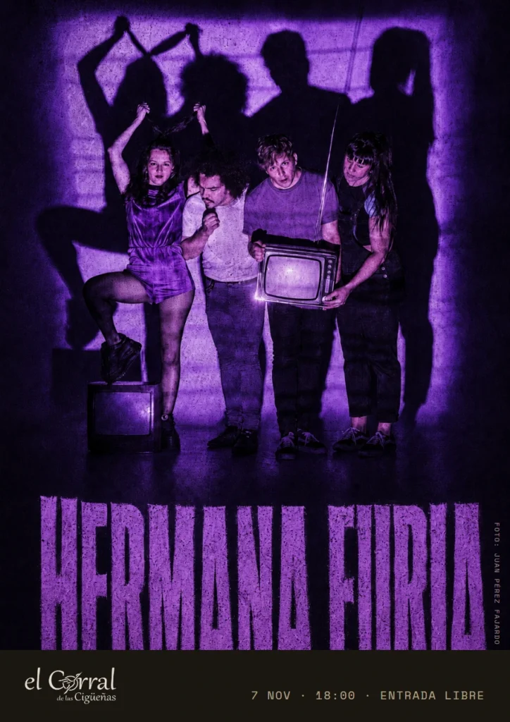 Cartel del concierto de Hermana Furia en El Corral de las Cigüeñas, sábado 7 de noviembre a las 18:00, entrada libre