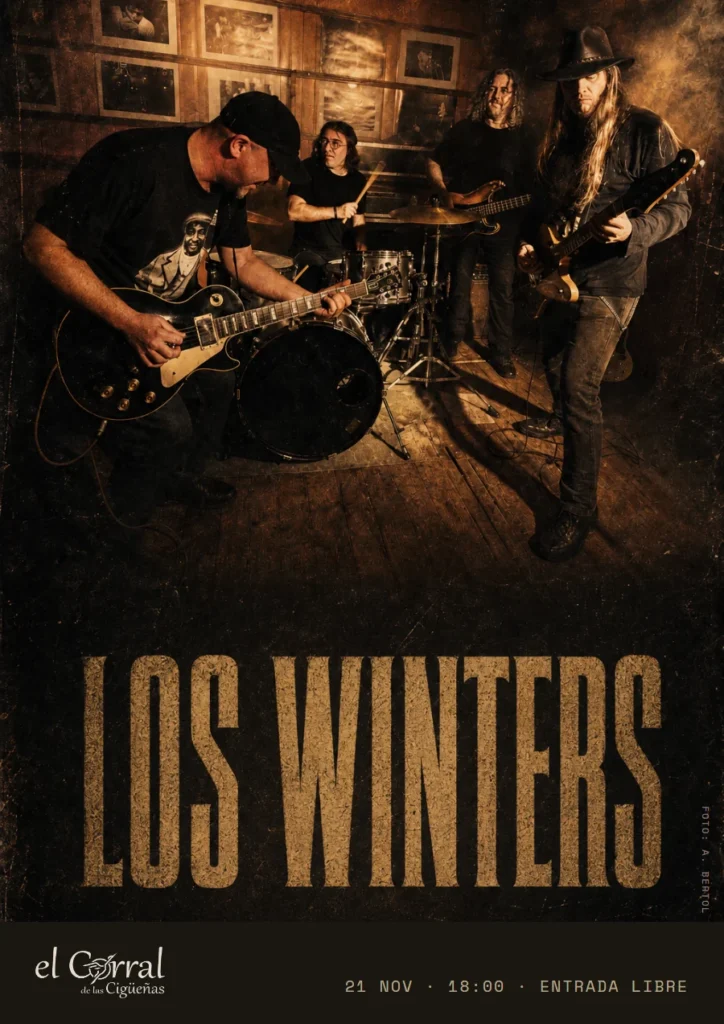 Cartel del concierto de Los Winters en El Corral de las Cigüeñas, sábado 21 de noviembre a las 18:00, entrada libre